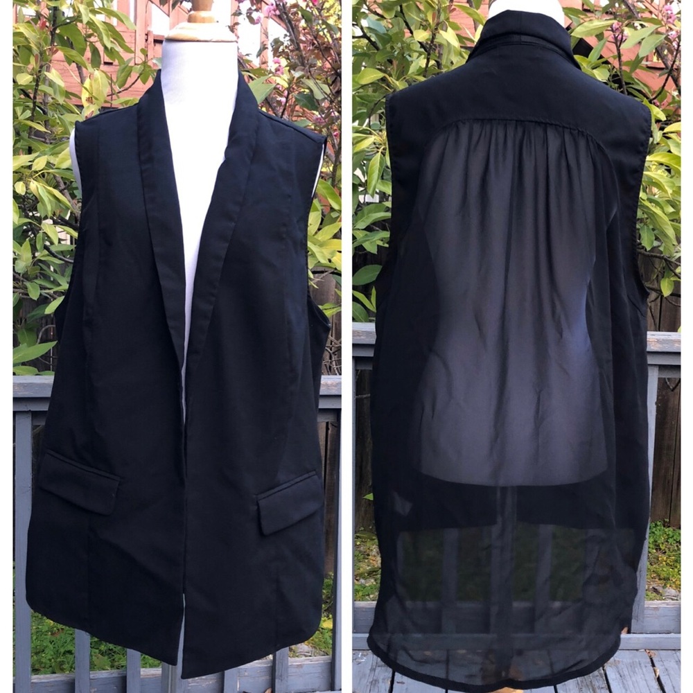 torrid Black Sleeveless Blazer Vest with Sheer Back
